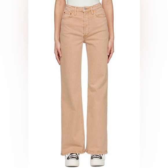 RE/DONE 70s Ultra High Wide Leg Jeans, Washed Khaki - 27 - Picture 2 of 9